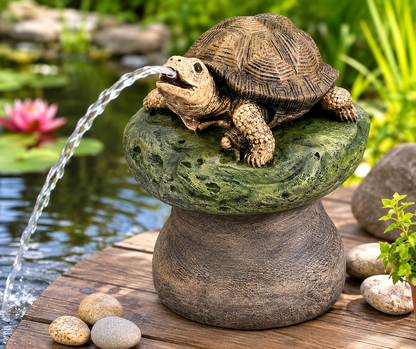 Henri Schildkröte Wasserspeier Teichfigur Brunnenfigur Resin 28 cm 4702R