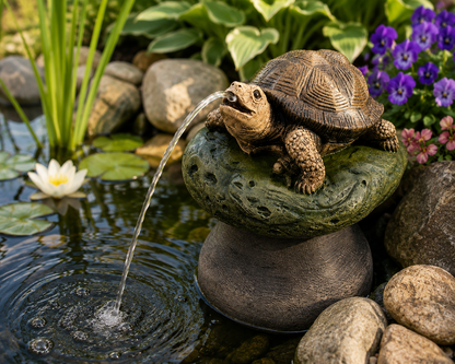 Henri Schildkröte Wasserspeier Teichfigur Brunnenfigur Resin 28 cm 4702R