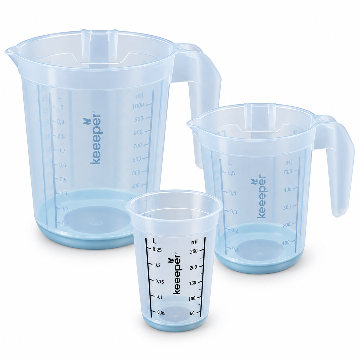 keeeper Messbecher Set 3-tlg 1L 500ml 250ml Messkanne Küche Backen