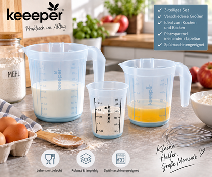 keeeper Messbecher Set 3-tlg 1L 500ml 250ml Messkanne Küche Backen