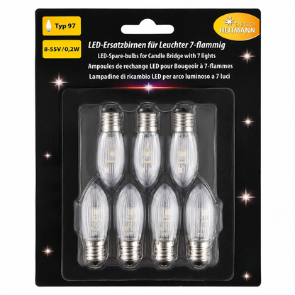 7x LED Ersatzbirnen E10 8-55V 0,2W Warmweiß Typ 97 für Schwibbogen Leuchter