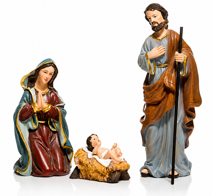 LUMIDA Xmas Weihnachtskrippe Holz Polyresin 10 Figuren Krippe B-Ware 38 cm