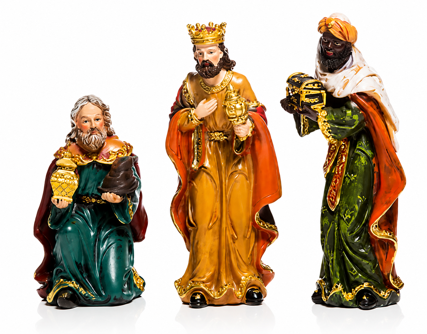 LUMIDA Xmas Weihnachtskrippe Holz Polyresin 10 Figuren Krippe B-Ware 38 cm
