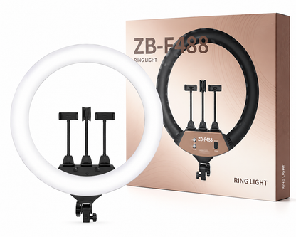 22 Zoll LED Ringlicht 65W Stativ Fernbedienung 3200-5600K 3 Handyhalter TikTok