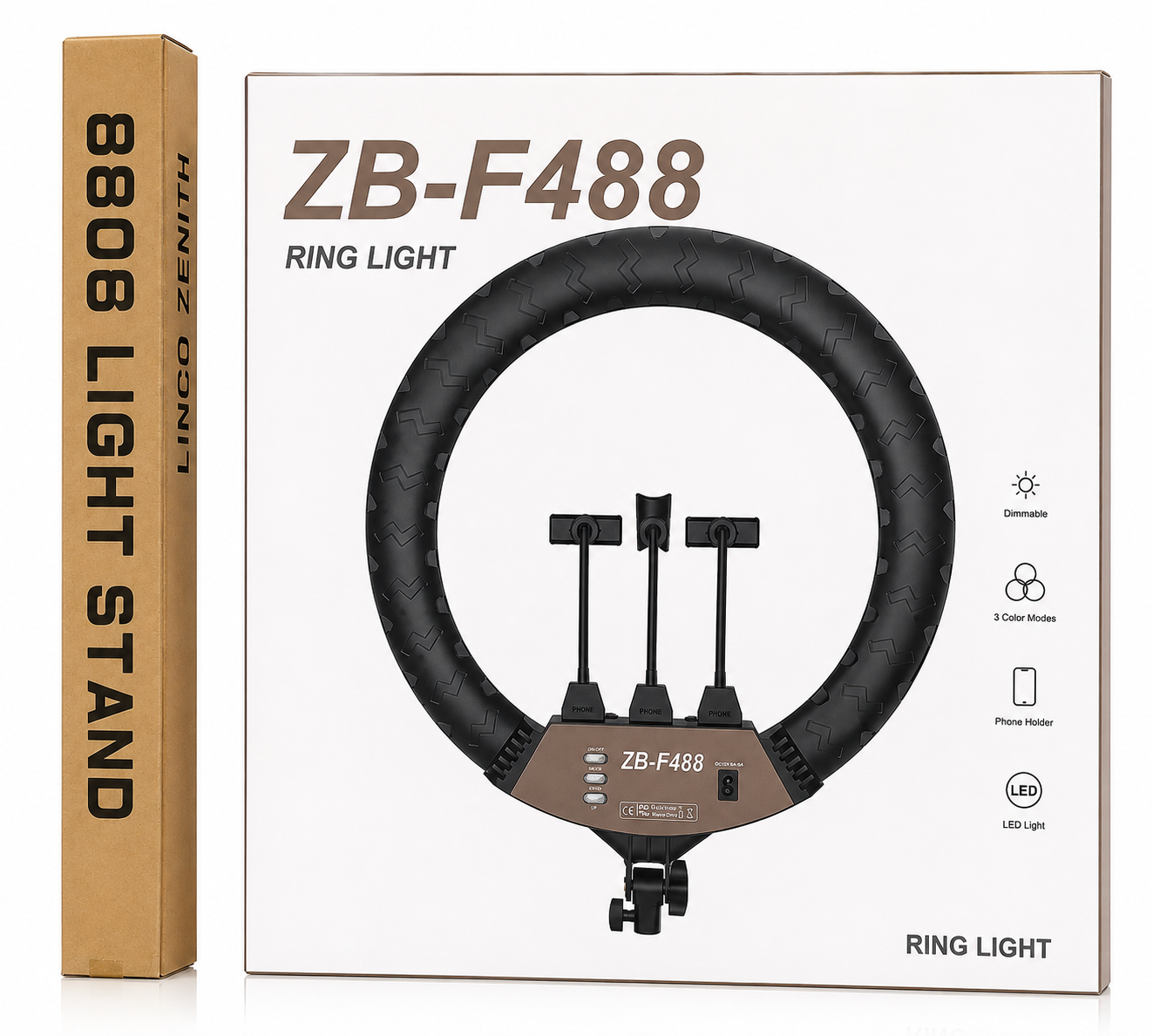 22 Zoll LED Ringlicht 65W Stativ Fernbedienung 3200-5600K 3 Handyhalter TikTok