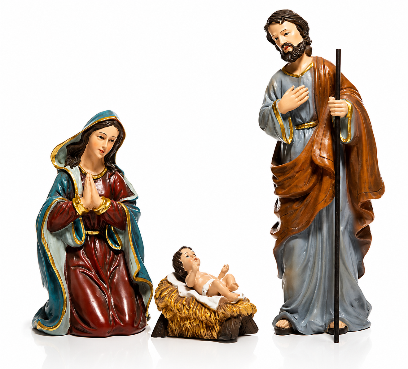 LUMIDA Xmas Weihnachtskrippe Holz Polyresin 10 Figuren 36cm B-Ware Krippe