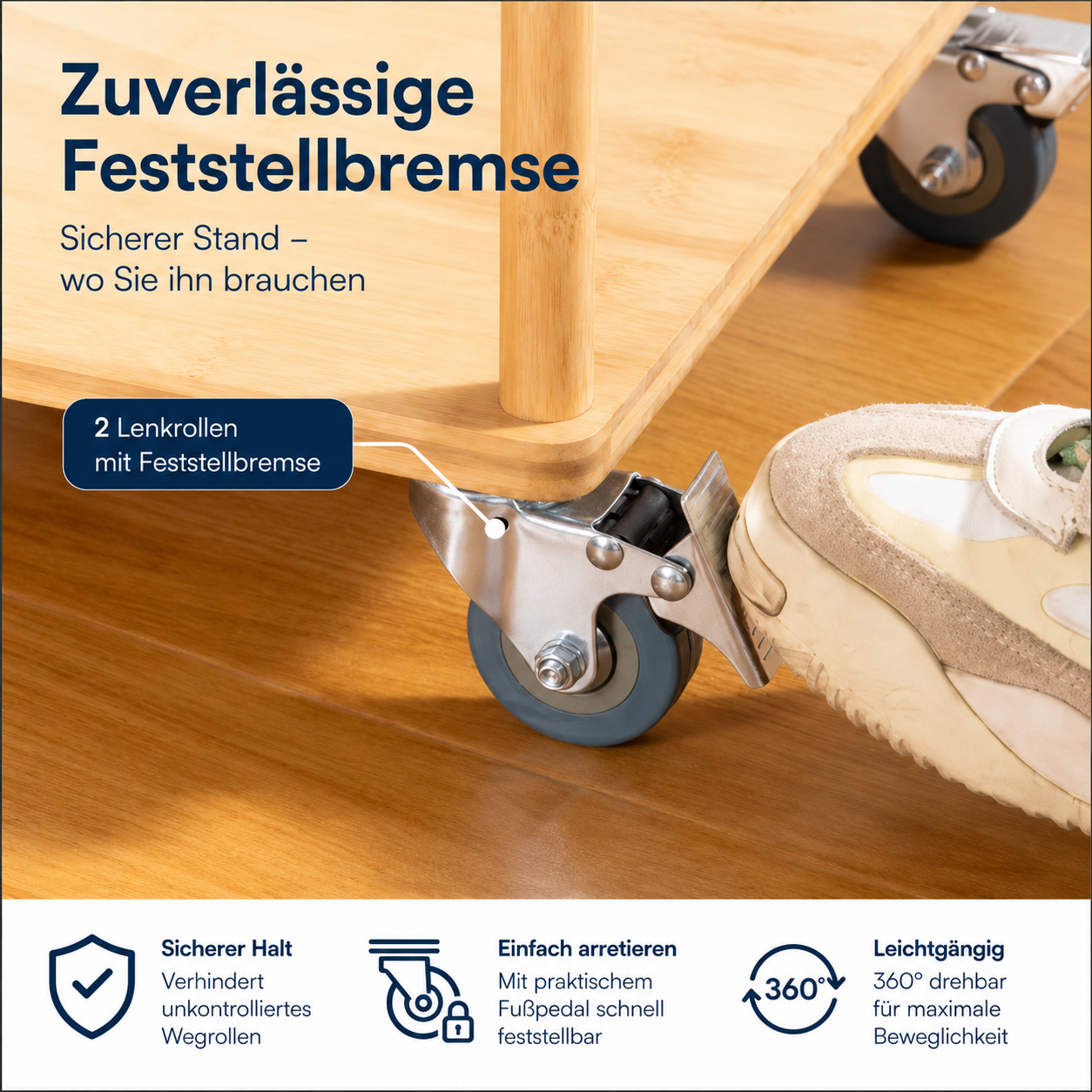 H&S 4x Schwerlastrollen 50mm Lenkrollen Möbelrollen 200kg 2x Bremse