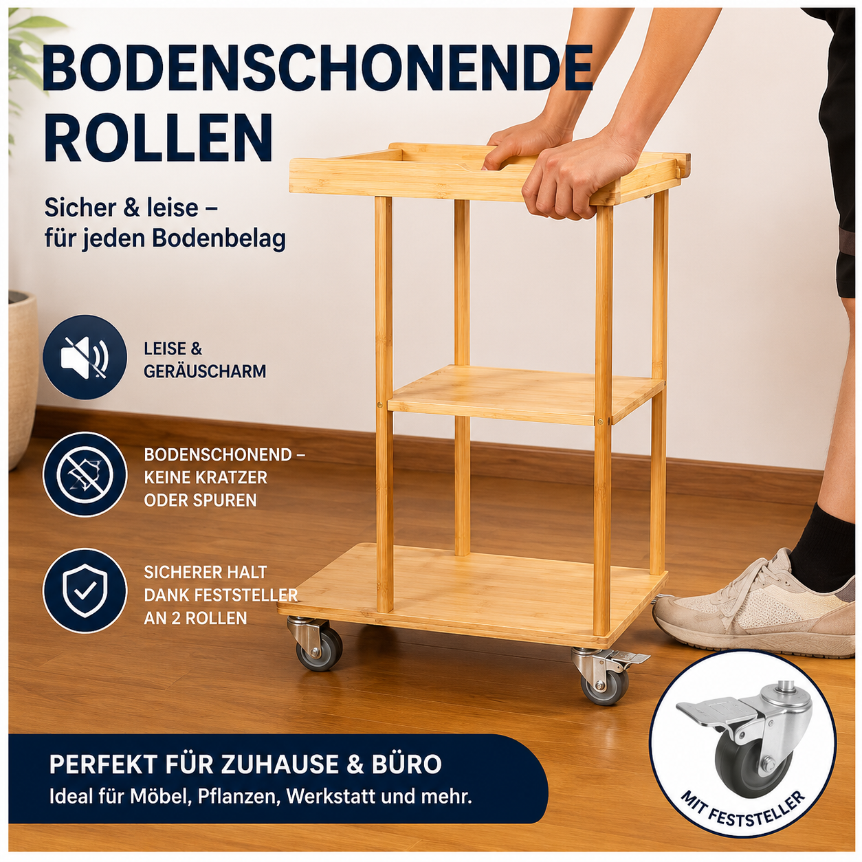 H&S 4x Schwerlastrollen 50mm Lenkrollen Möbelrollen 200kg 2x Bremse