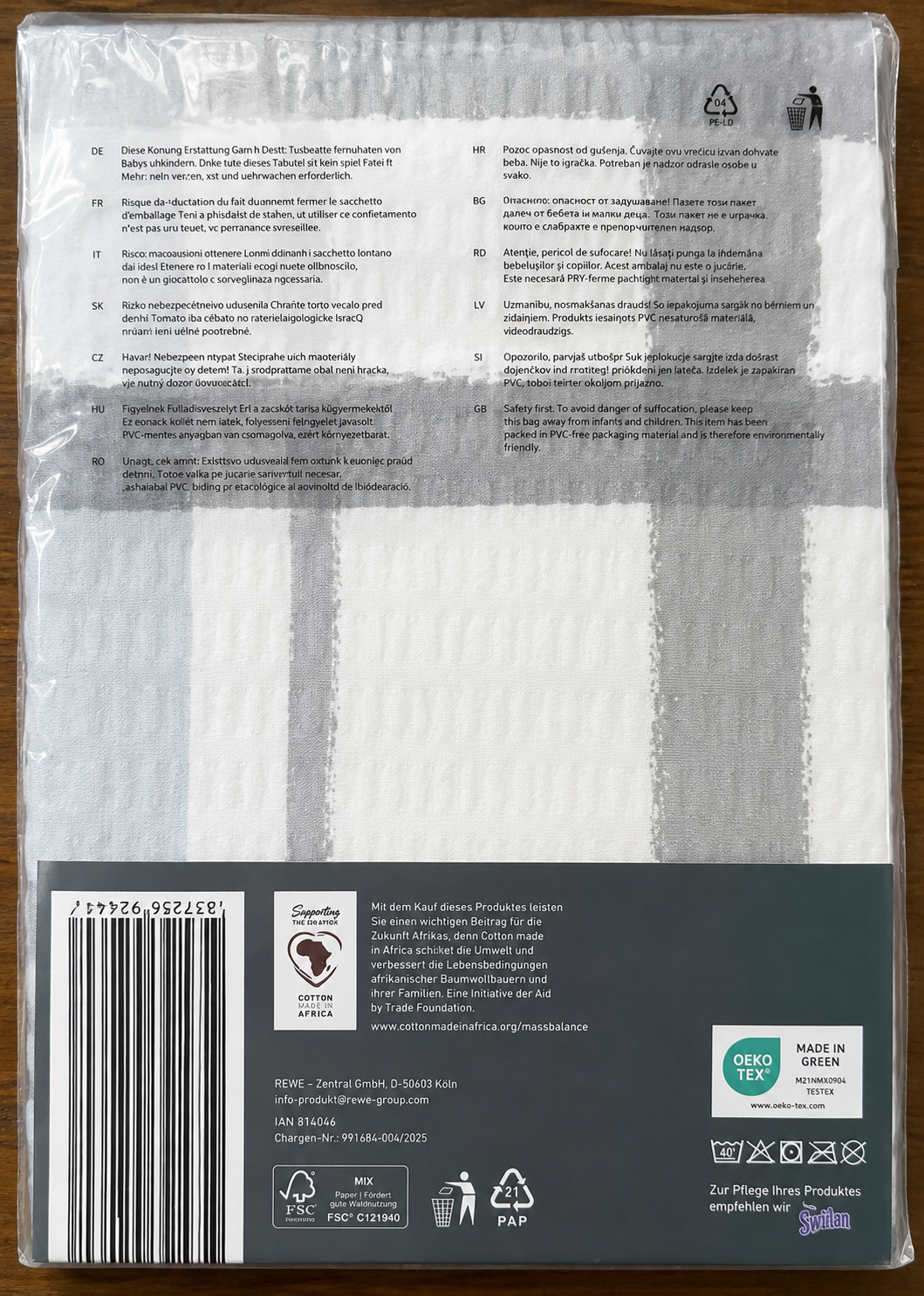 HOME IDEAS living Seersucker Kissenbezug 40x80 cm 2er Set Baumwolle Grau Weiß