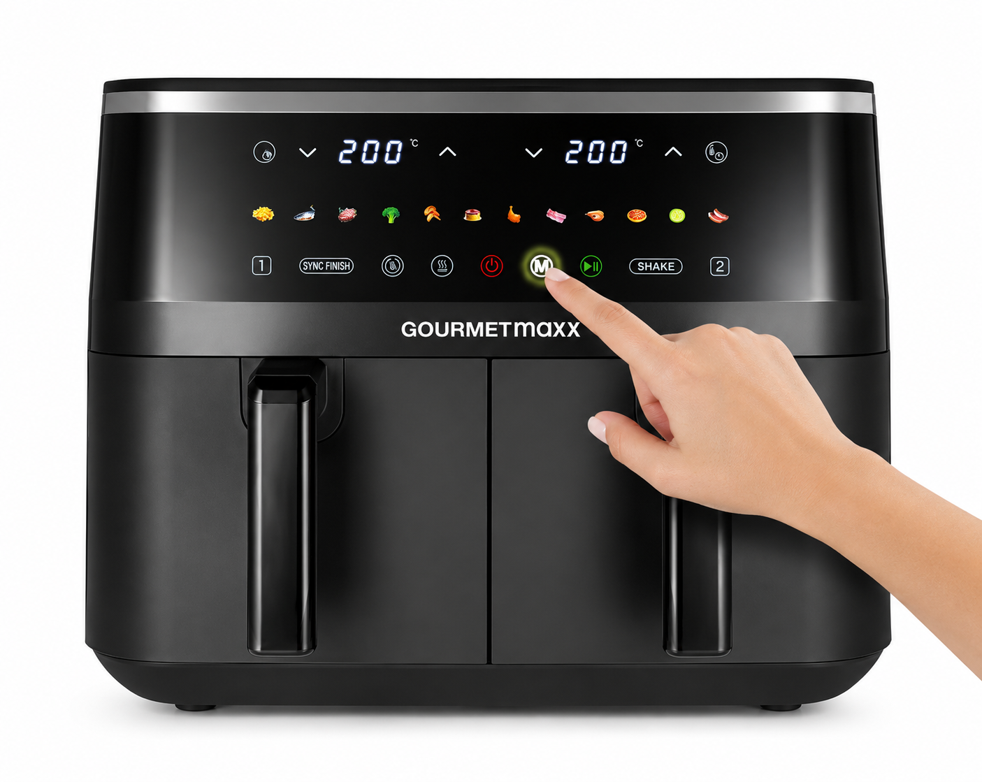 GOURMETmaxx Heißluftfritteuse Air Fryer 4,5L Doppelkammer Touch 12 Programme