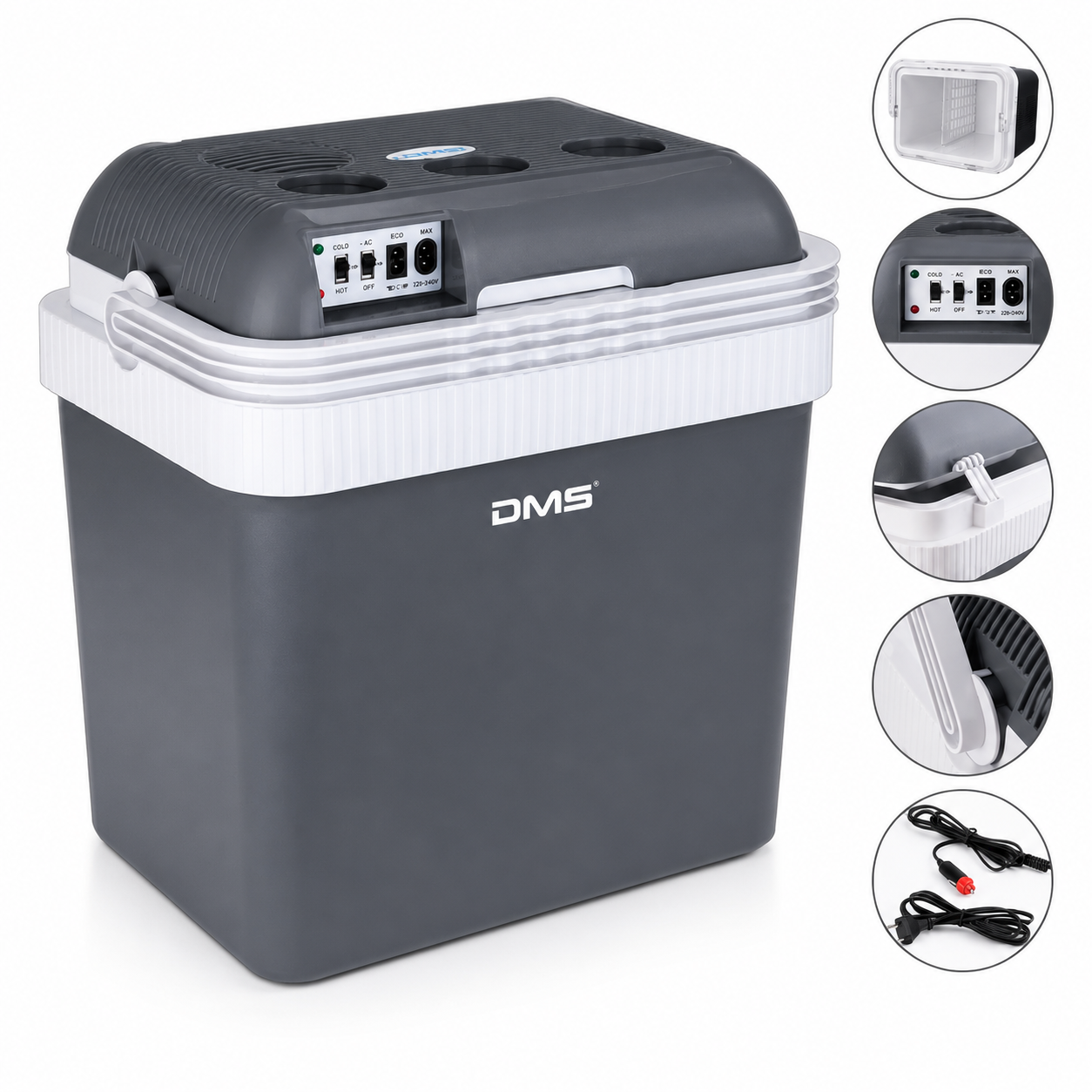 DMS Elektrische Kühlbox 25L 12V/24V Auto Camping Kühlbox Warmhaltefunktion