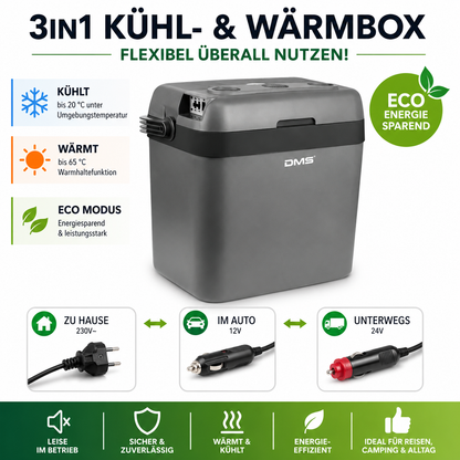 DMS Elektrische Kühlbox 25L 12V/24V Auto Camping Kühlbox Warmhaltefunktion