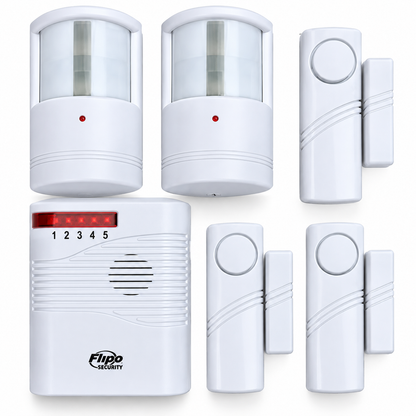 FLIPO Assure Alert Funk Alarmanlage 5 Zonen Bewegungsmelder Tür Fenstersensor