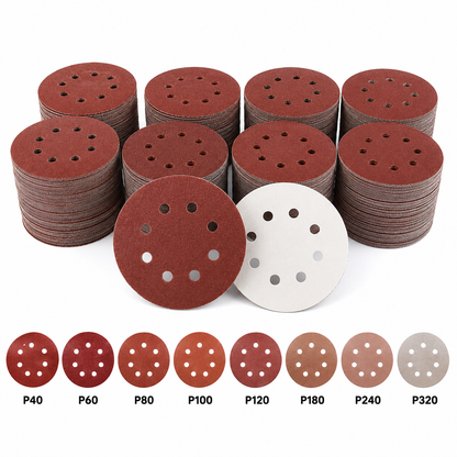 120 Schleifscheiben Ø120mm 8 Loch P40-P320 Schleifpapier Exzenterschleifer Set