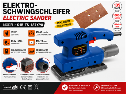 Elektro Schwingschleifer 135W 10000 U/min 187x90mm Schleifmaschine 230V