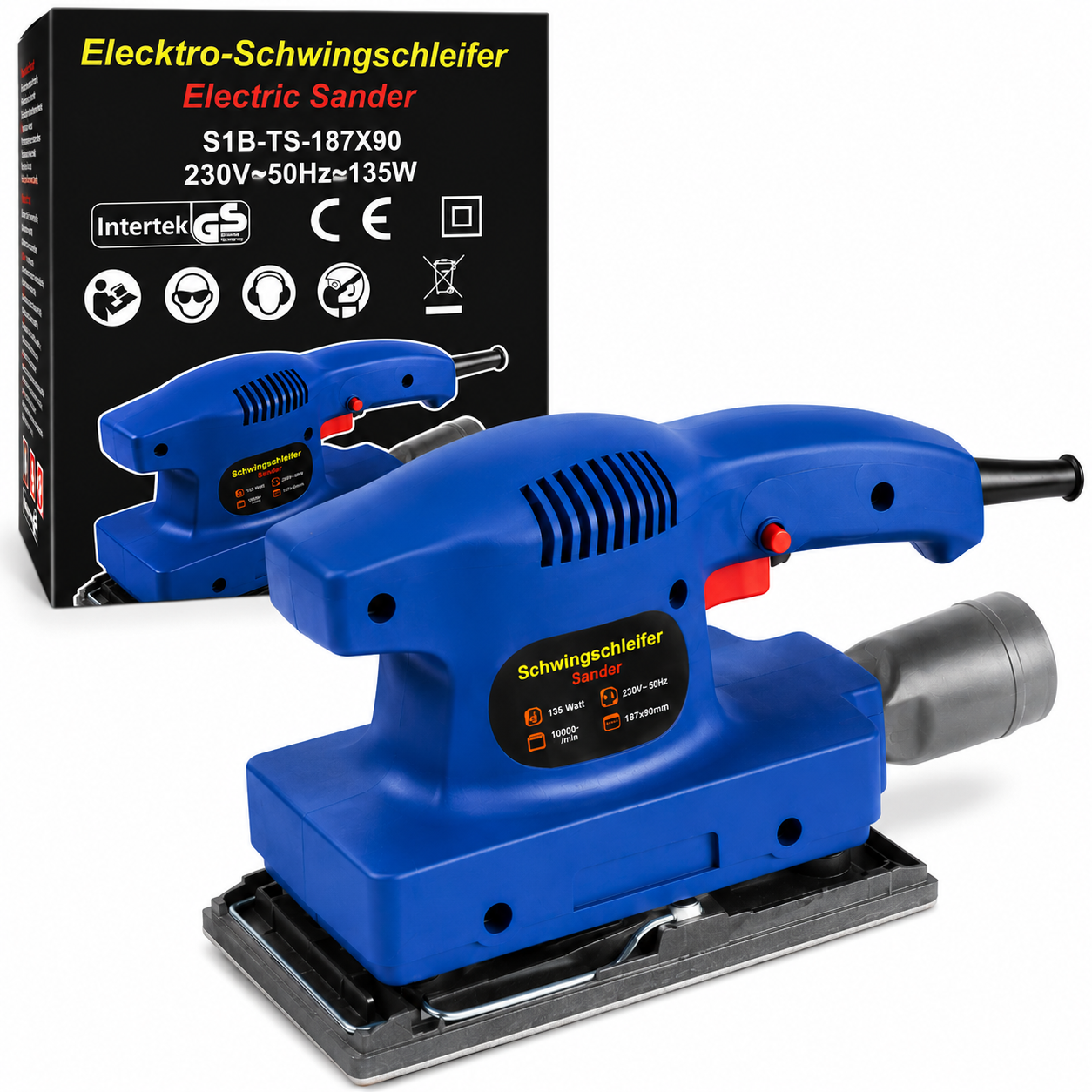 Elektro Schwingschleifer 135W 10000 U/min 187x90mm Schleifmaschine 230V