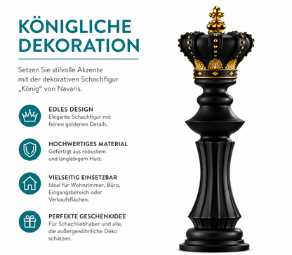 Navaris Schachfigur – 40 cm hohe dekorative Kunstharzskulptur König Schach Deko