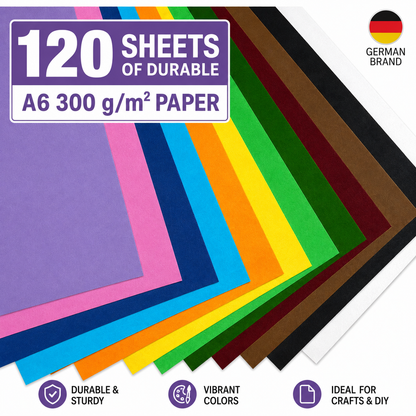 Tritart Fotokarton A6 bunt 300g/m² - 120 Blatt buntes Papier - Karteikarten A6