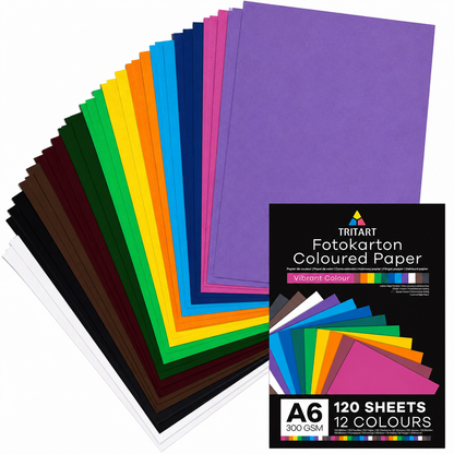 Tritart Fotokarton A6 bunt 300g/m² - 120 Blatt buntes Papier - Karteikarten A6