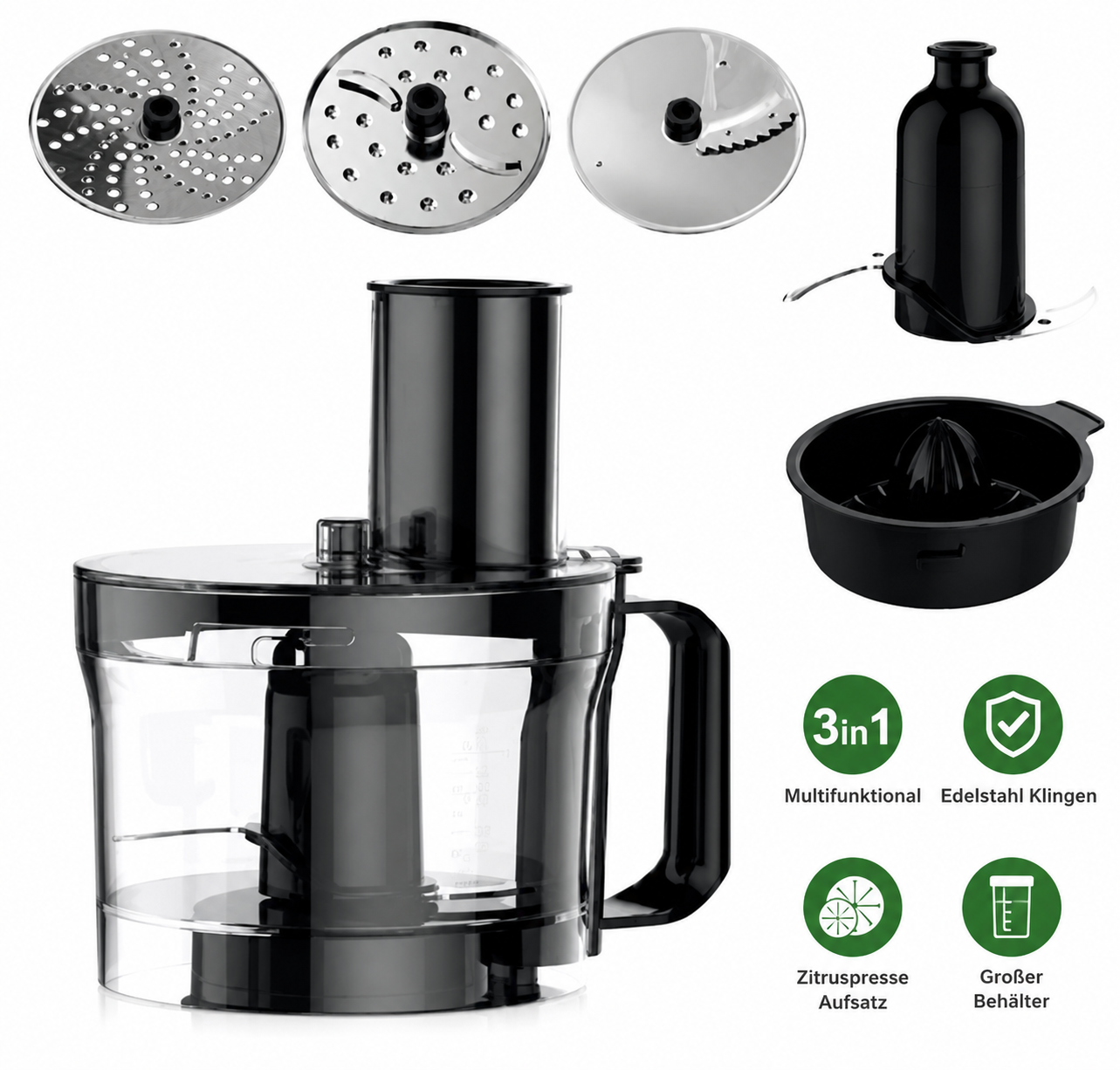 DMS 5in1 Küchenmaschine 2500W 10L Knetmaschine Fleischwolf Mixer Edelstahl