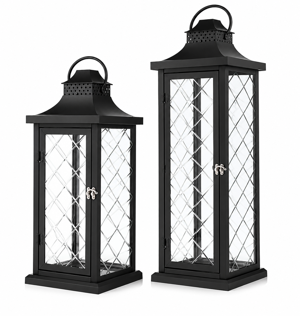 XXL Deko Laterne Schwarz Groß Metall Windlicht Gartenlaterne Kerzenlaterne