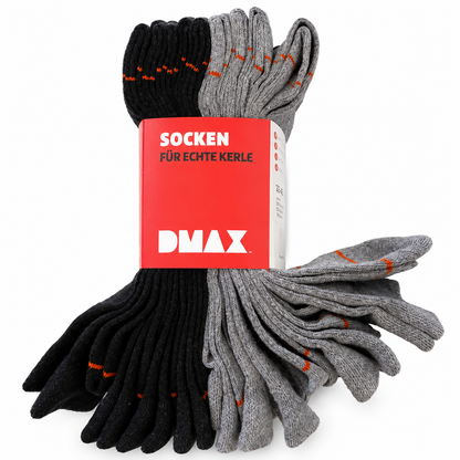 DMAX 8 Paar Herrensocken 43-46 Baumwolle Schwarz Grau Socken für echte Kerle