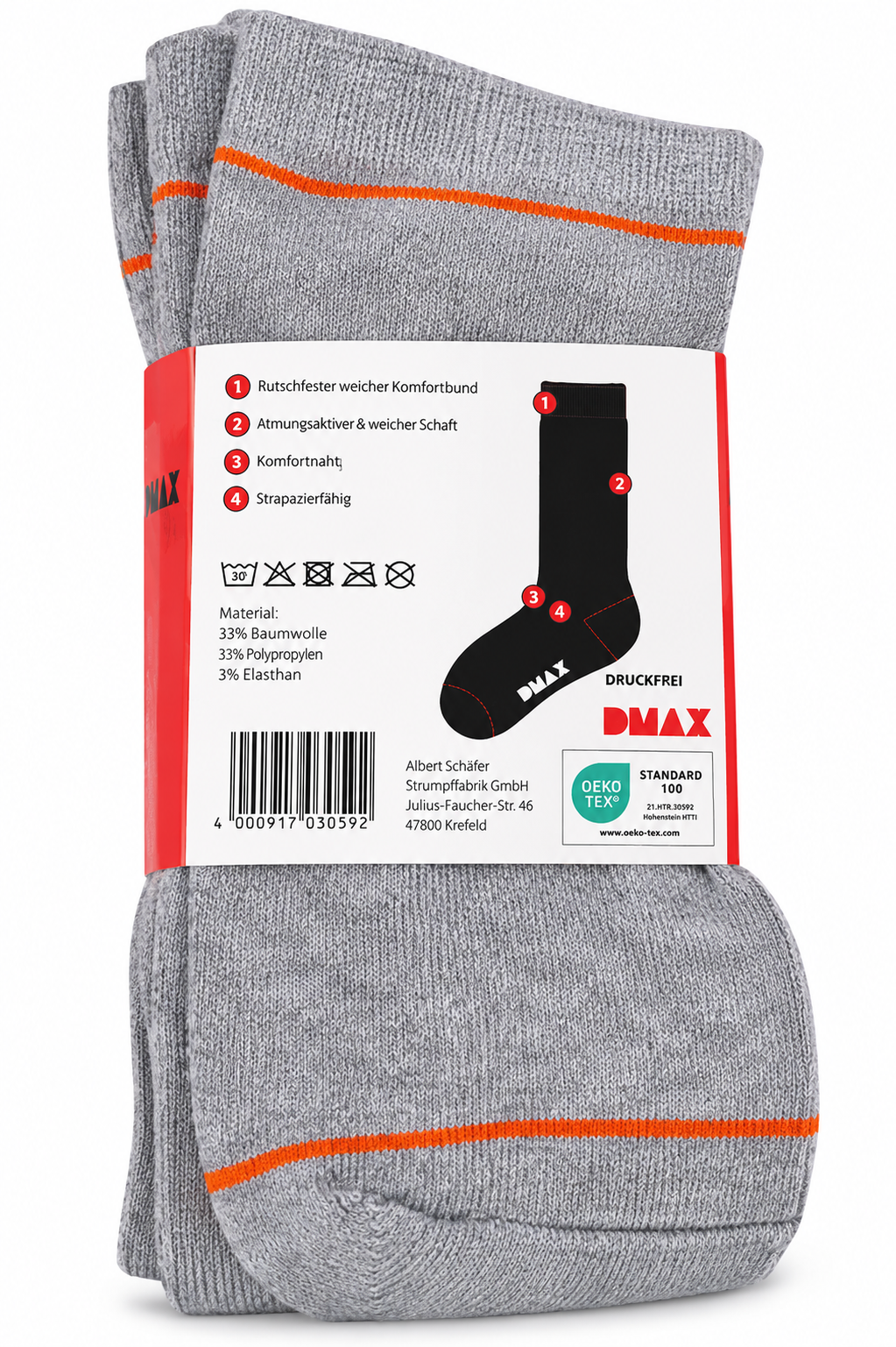 DMAX 8 Paar Herrensocken 43-46 Baumwolle Schwarz Grau Socken für echte Kerle
