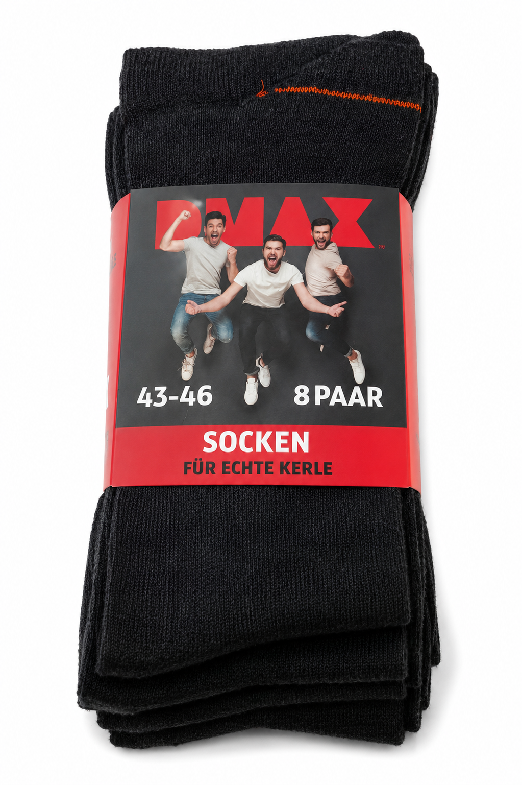 DMAX 8 Paar Herrensocken 43-46 Baumwolle Schwarz Grau Socken für echte Kerle
