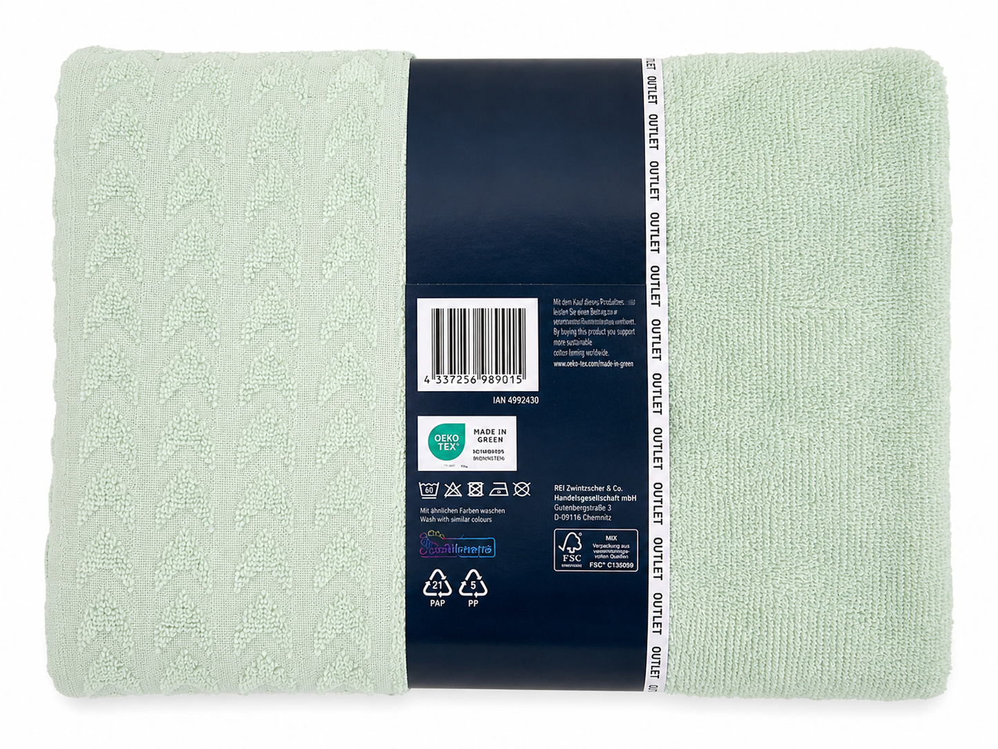 HOME IDEAS living 2er Set Duschtücher 70x130 cm 100% Baumwolle Frottier Mint