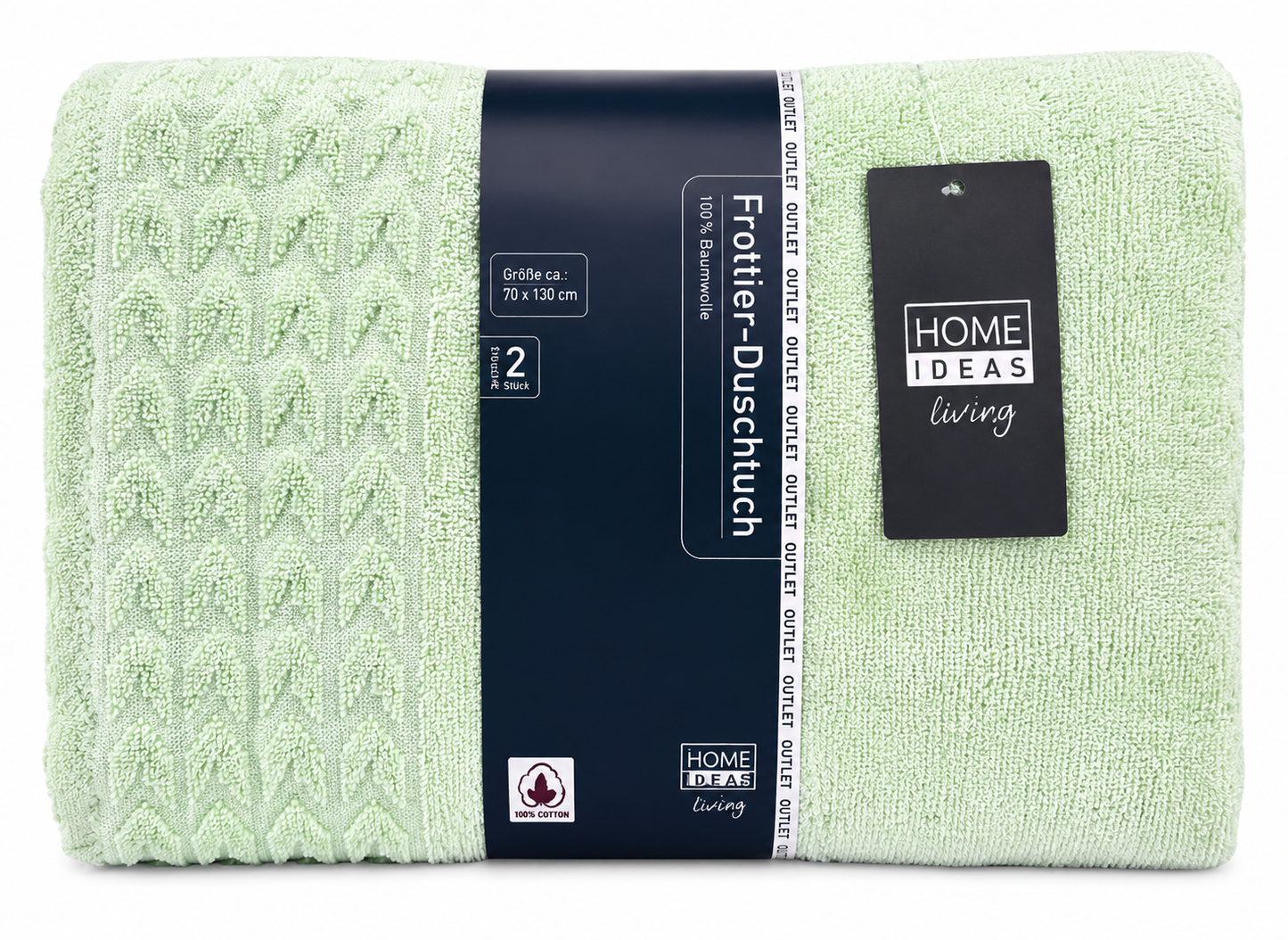 HOME IDEAS living 2er Set Duschtücher 70x130 cm 100% Baumwolle Frottier Mint