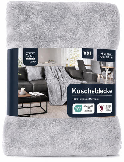 HOME IDEAS living XXL Kuscheldecke 220x240 cm Mikrofaserdecke Tagesdecke