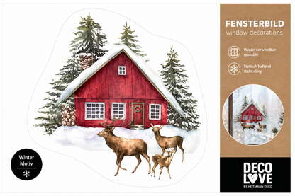 HEITMANN DECO LOVE Fensterbild Weihnachten Hirsch Reh Winterhaus statisch haftend