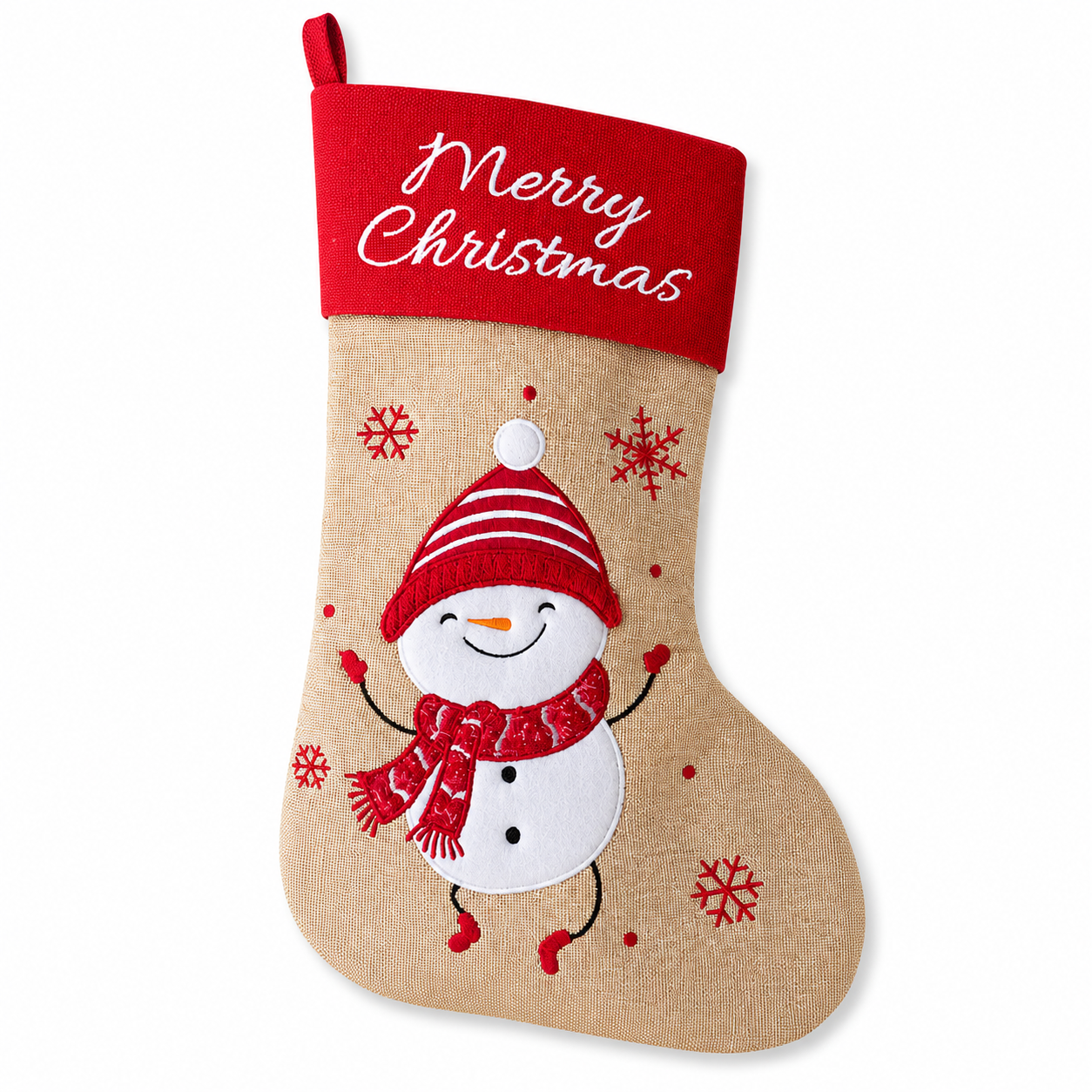 HEITMANN DECO Nikolausstiefel Schneemann Weihnachtsstrumpf Merry Christmas