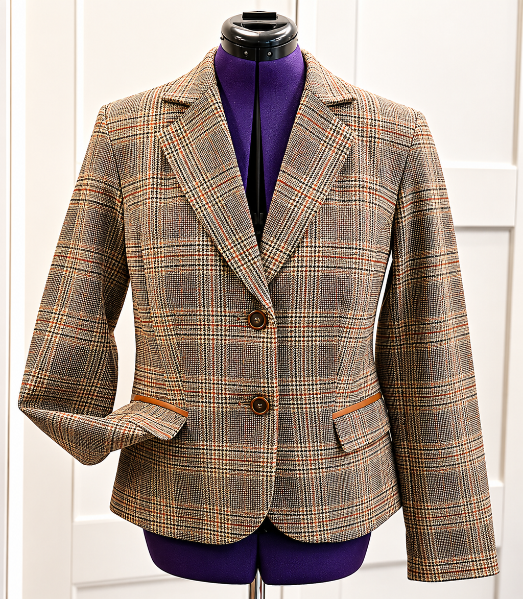 Damen Blazer Sakko Glencheck Karo Wolle Ellbogenpatches Business versch. Gr.