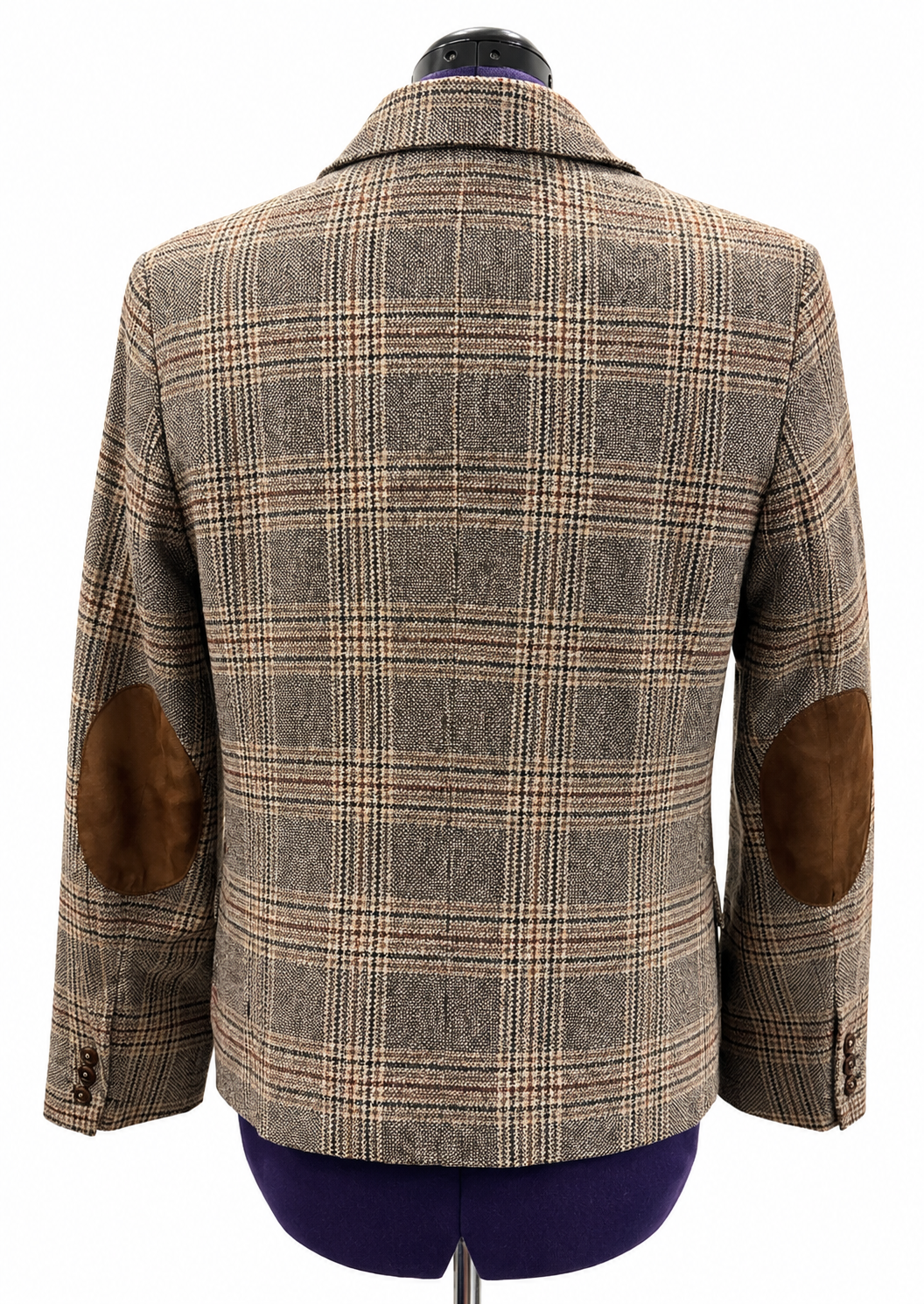 Damen Blazer Sakko Glencheck Karo Wolle Ellbogenpatches Business versch. Gr.