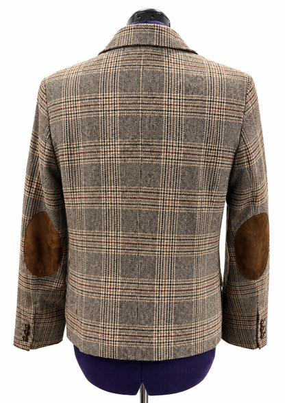 Damen Blazer Sakko Glencheck Karo Wolle Ellbogenpatches Business versch. Gr.