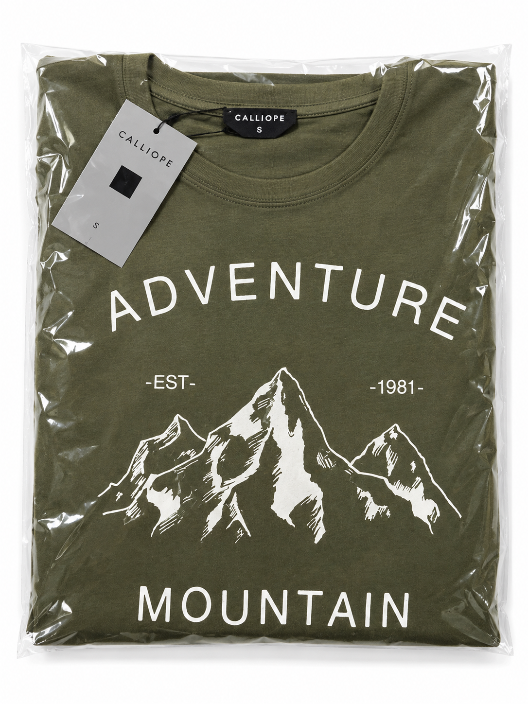 Calliope T-Shirt Gr. S Oliv Grün Adventure Mountain Print Kurzarm Neu