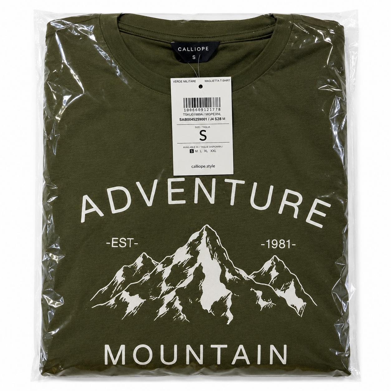Calliope T-Shirt Gr. S Oliv Grün Adventure Mountain Print Kurzarm Neu