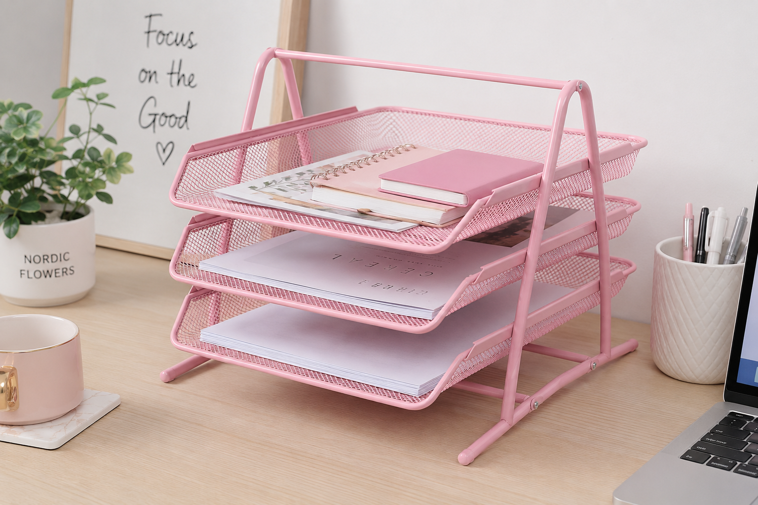 Dokumentenablage Metall 3 Fächer Zartrosa Briefablage Schreibtisch A4 Büro  Empfohlener Verkaufspreis: