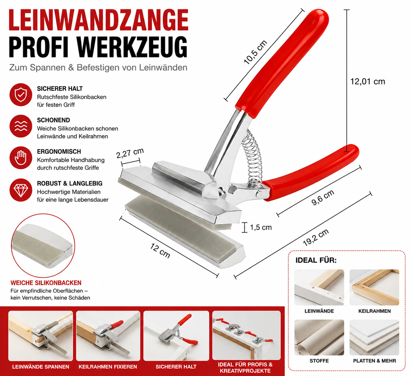 Kurtzy Leinwandzange Keilrahmenzange Bespannzange Canvas Zange Profi