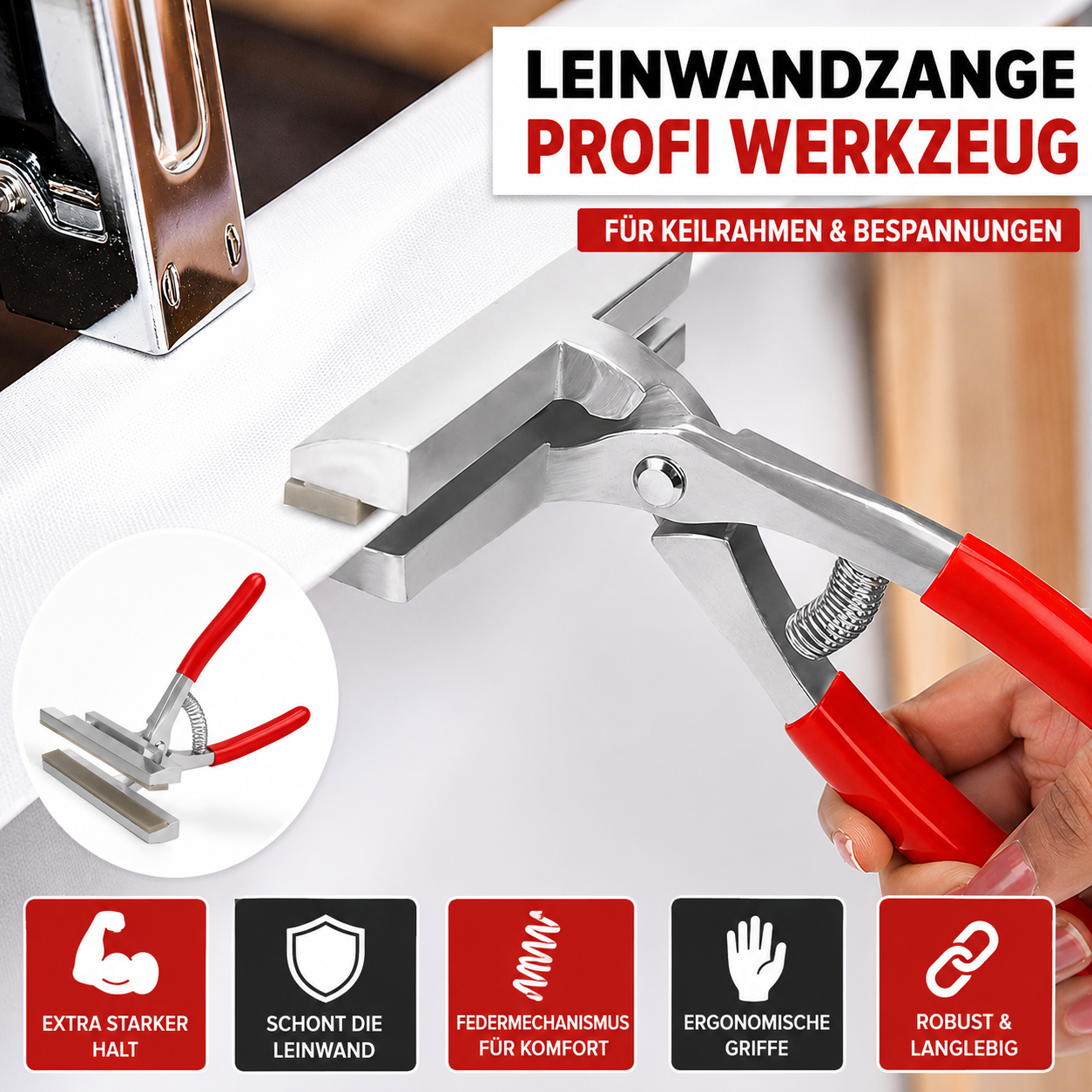 Kurtzy Leinwandzange Keilrahmenzange Bespannzange Canvas Zange Profi