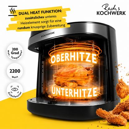 Rachs KOCHWERK Heißluft-Fritteuse 7,5l Airfryer Digital Touchscreen 10 Programme