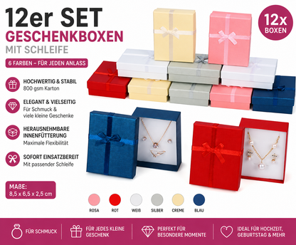 12x Geschenkbox Schmuckschachtel Geschenkverpackung Schleife 6 Farben 8,5cm