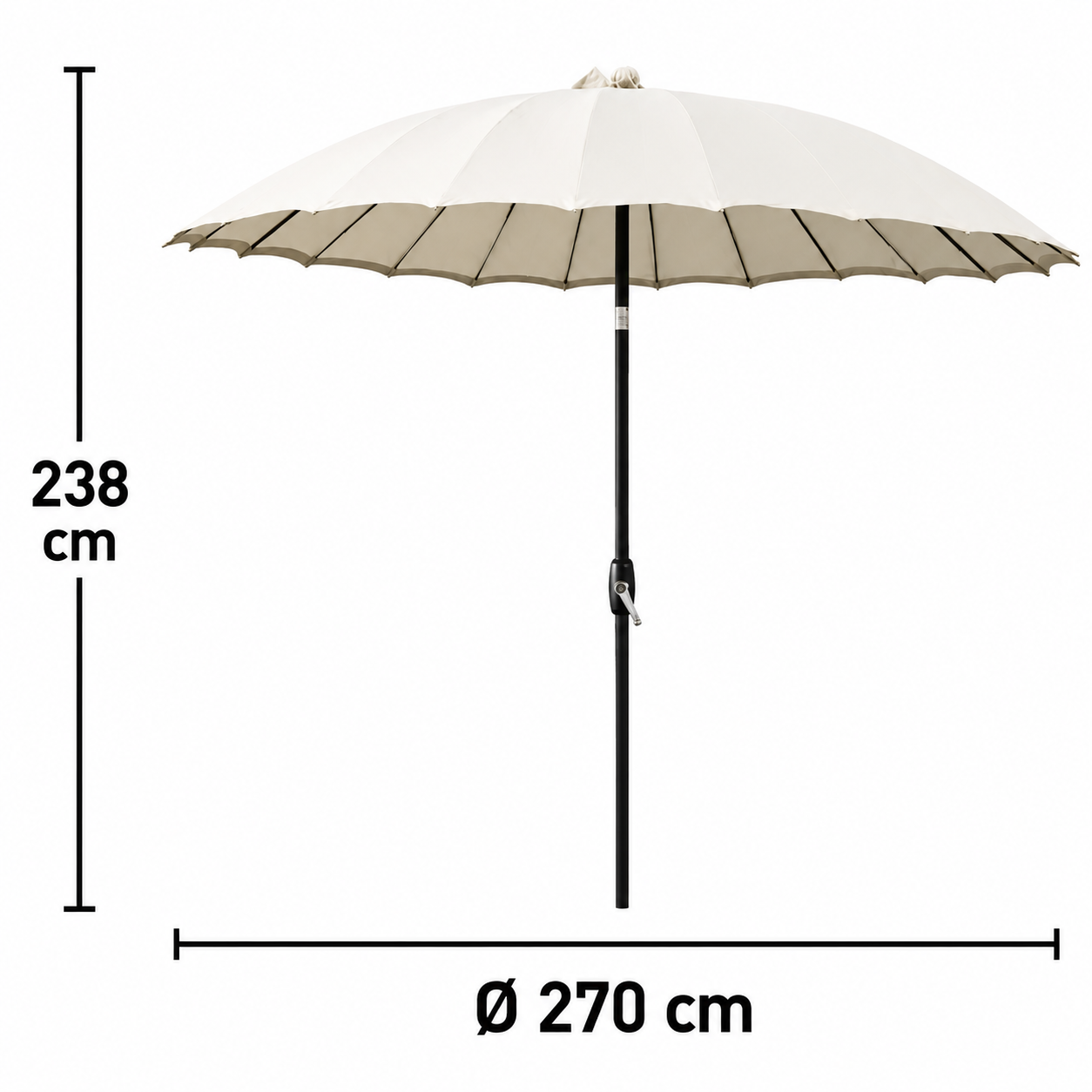 Sonnenschirm 270cm UV50+ Knickbar Asiatisches Design Marktschirm Garten Terrasse