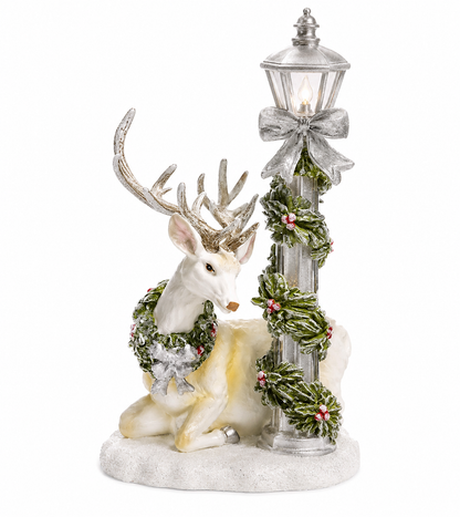 LUMIDA Xmas LED Laterne Kristall-Optik Timer warmweiß 30cm Weihnachtsmann