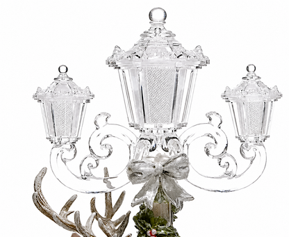 LUMIDA Xmas LED Laterne Kristall-Optik Timer warmweiß 30cm Weihnachtsmann