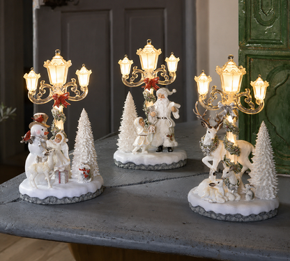 LUMIDA Xmas LED Laterne Kristall-Optik Timer warmweiß 30cm Weihnachtsmann