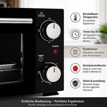 Orbegozo HO 985 Mini Backofen 10L 800W Elektrobackofen Tischbackofen Schwarz