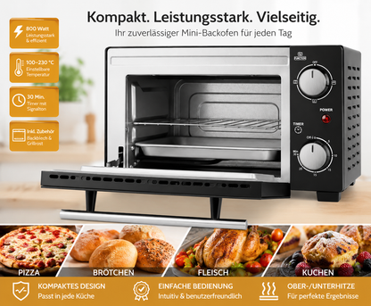 Orbegozo HO 985 Mini Backofen 10L 800W Elektrobackofen Tischbackofen Schwarz