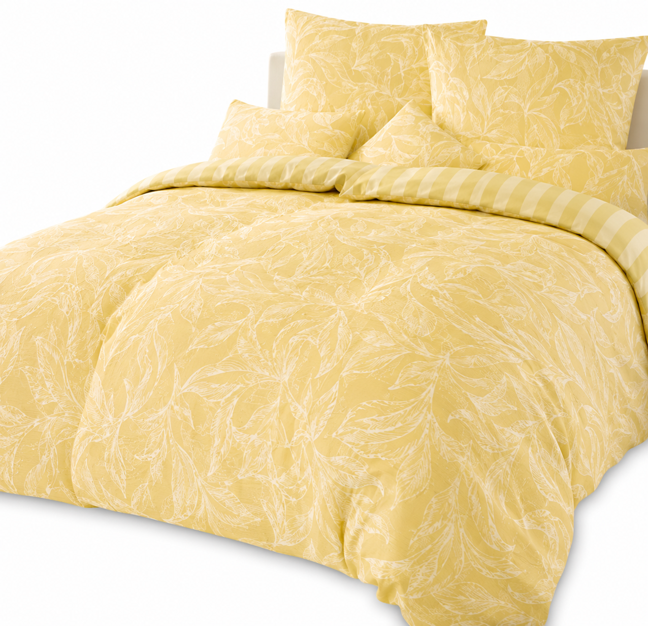 SOFT WAVE Wendebettwäsche 8tlg 135x200 cm Mikrofaser Blätter Streifen B-Ware